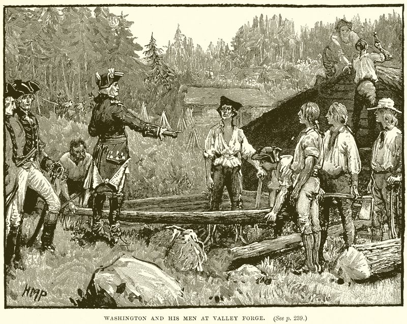 Washington e seus homens no Valley Forge de English School