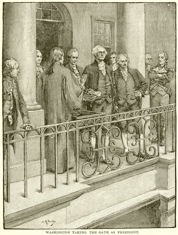 Washington fazendo o juramento como presidente de English School
