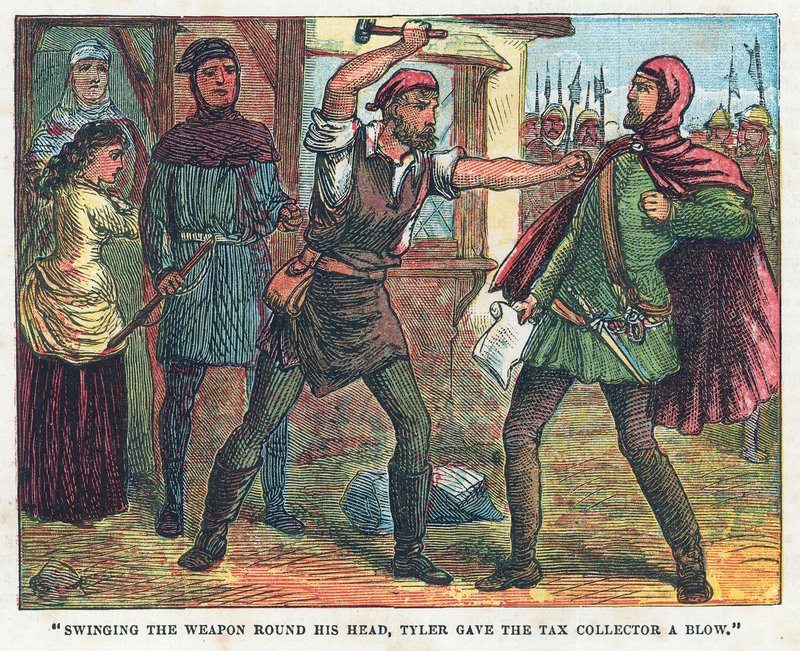 Wat Tyler dando um golpe no cobrador de impostos de English School