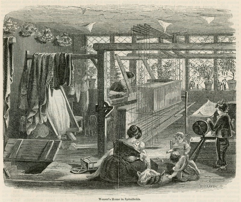 Tecelões em casa em Spitalfields de English School