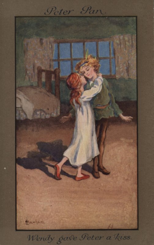 Wendy dando um beijo a Peter Pan (cor litho) de English School