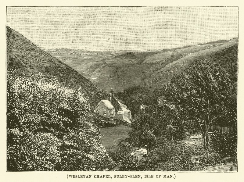 Capela Wesleyana, Sulby-Glen, Ilha de Man (gravura) de English School