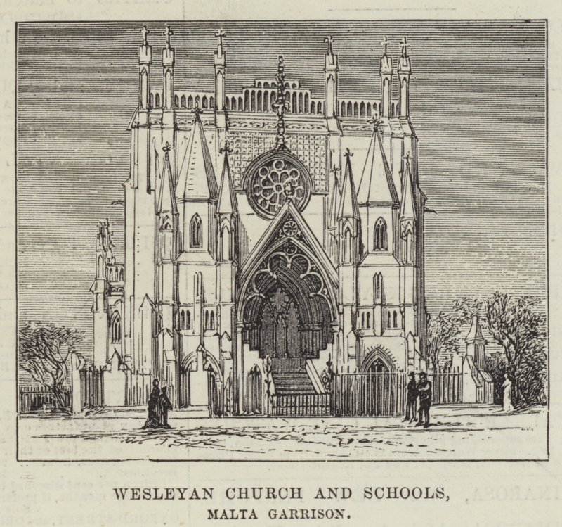 Wesleyan Church and Schools, Malta Garrison (gravura) de English School
