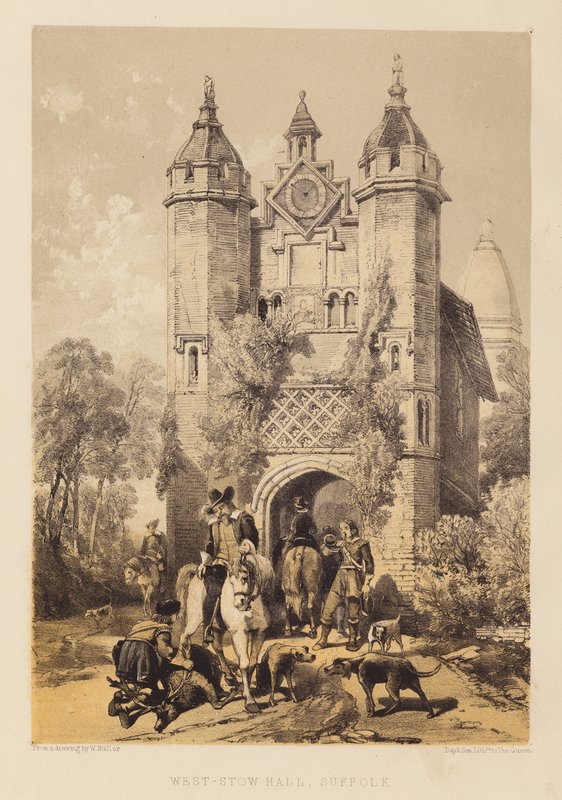 West-Stow Hall, Suffolk (água-tinta) de English School