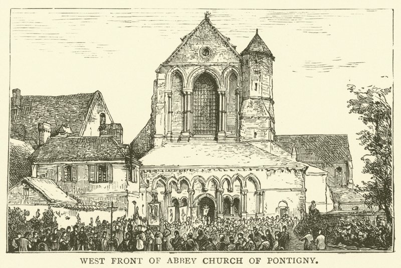 Frente Oeste da Abadia Igreja de Pontigny (gravura) de English School