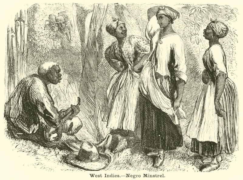 Índias Ocidentais, Menestrel Negro (gravura) de English School