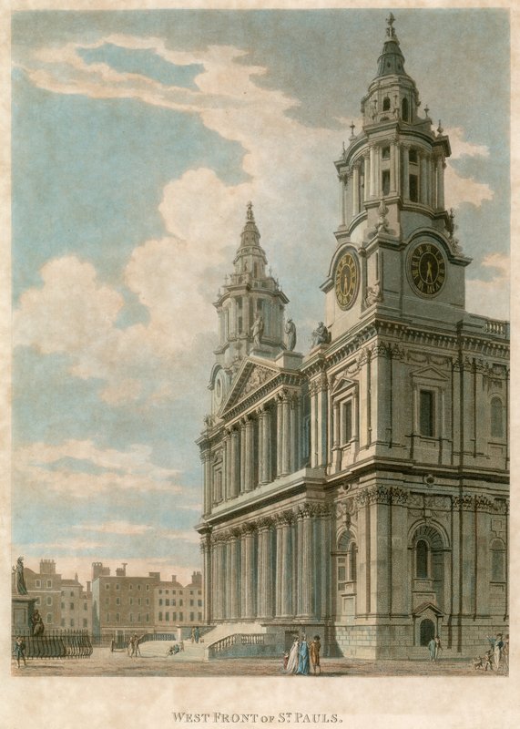 Frente oeste de St Pauls Cathedral, em Londres de English School