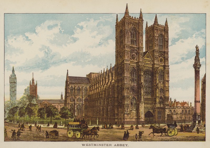 Abadia de Westminster (gravura a cores) de English School