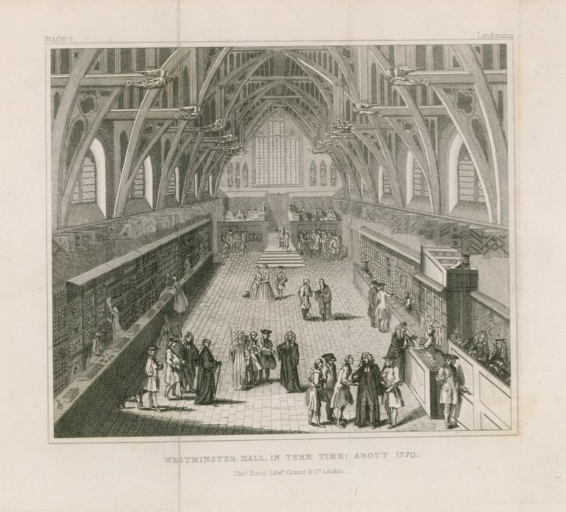 Westminster Hall em período de tempo, cerca de 1770 de English School