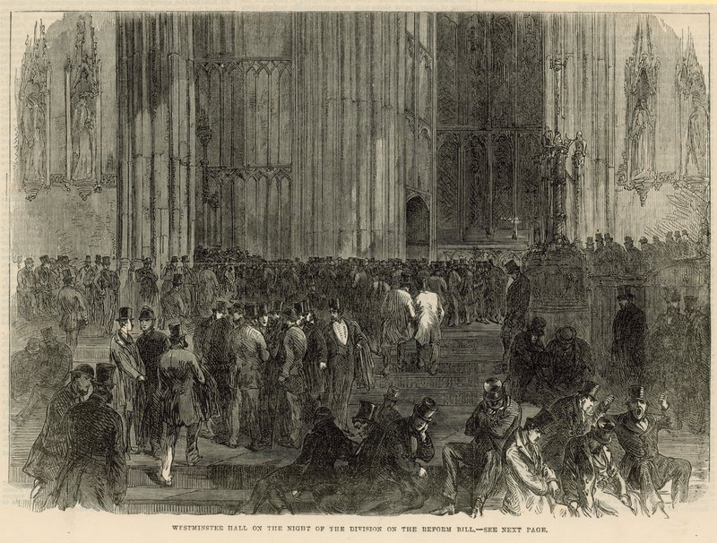 Westminster Hall na noite da divisão da Reforma Bill de English School