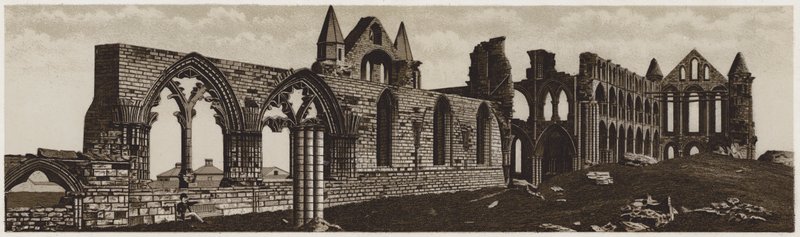 Abadia de Whitby (litho) de English School