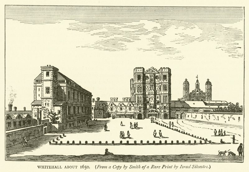 Whitehall aproximadamente 1650, de uma cópia por Smith de uma impressão rara por Israel Silvestre de English School