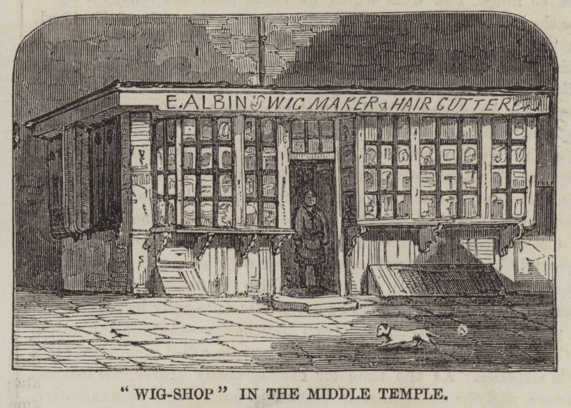 "Wig-Shop" no Templo do Meio (gravura) de English School