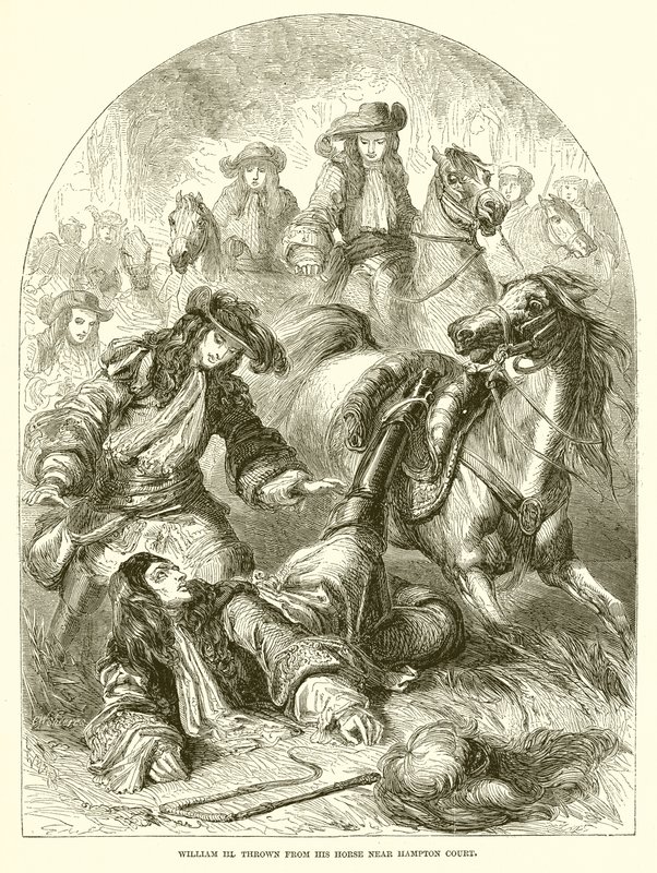 Guilherme III. jogado de seu cavalo perto de Hampton Court de English School