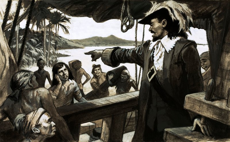 William Paterson tentou fundar uma nova colónia comercial no Istmo do Panamá (guache no papel) de English School