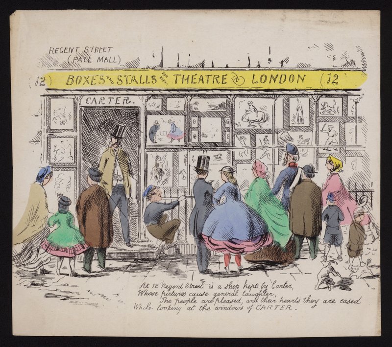 Janela da loja de gravuras humorísticas de Carter, Regent Street London (gravura colorida) de English School