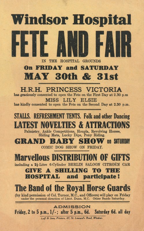 Hospital Windsor, Festa e Feira (imprimir) de English School