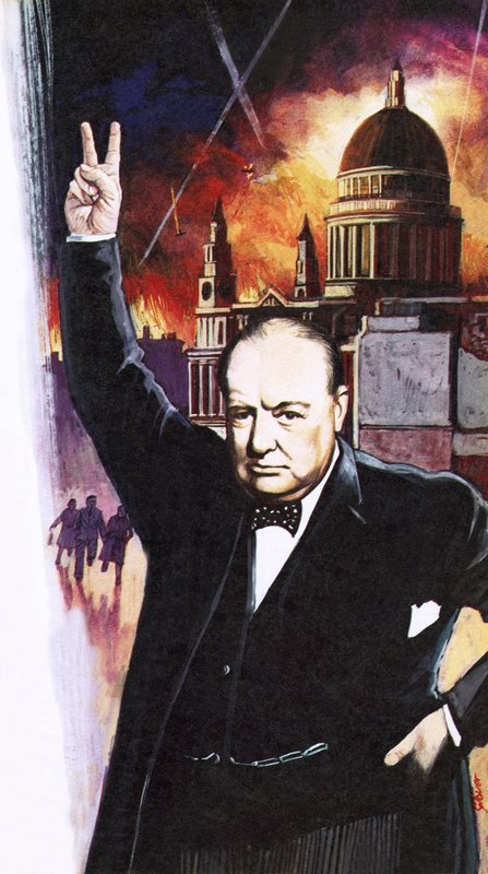 Winston Churchill durante a blitz de English School