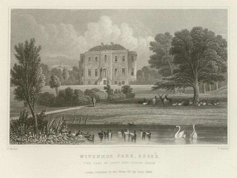 Wivenhoe Park, Essex, a sede do general de estado dos Estados Unidos da Rebow de English School