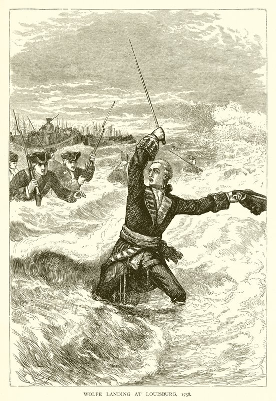 Wolfe aterrissando em Louisburg, 1758 de English School