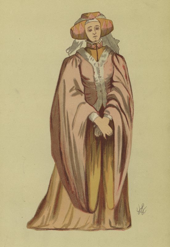 Traje feminino do reinado de Ricardo II de English School