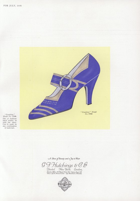 Anúncio de sapato feminino, década de 1930 de English School