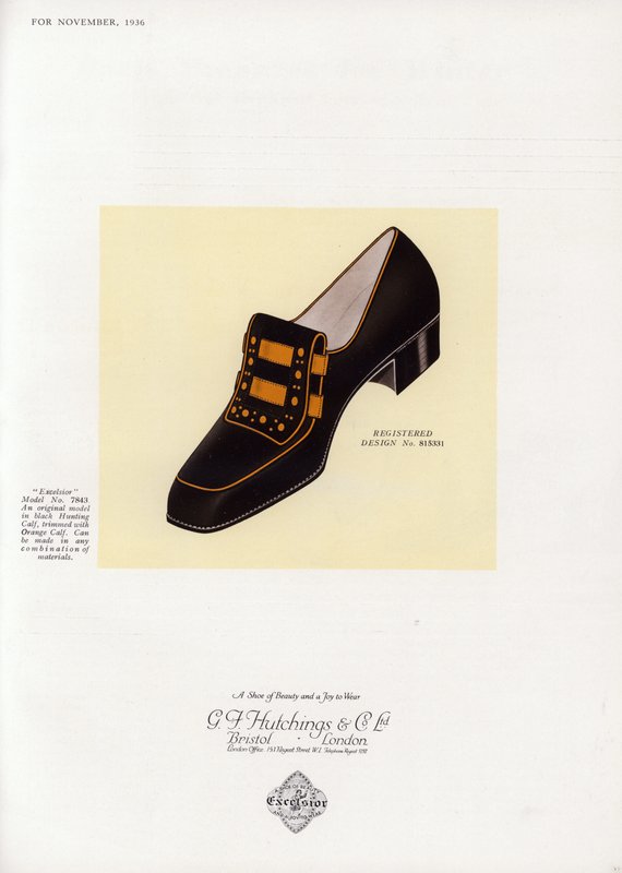 Anúncio de sapato feminino, década de 1930 de English School