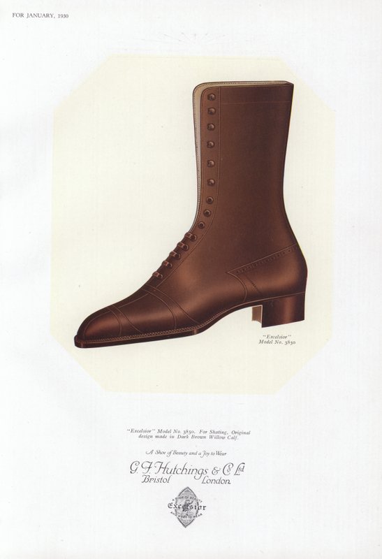 Anúncio de sapato feminino, década de 1930 de English School