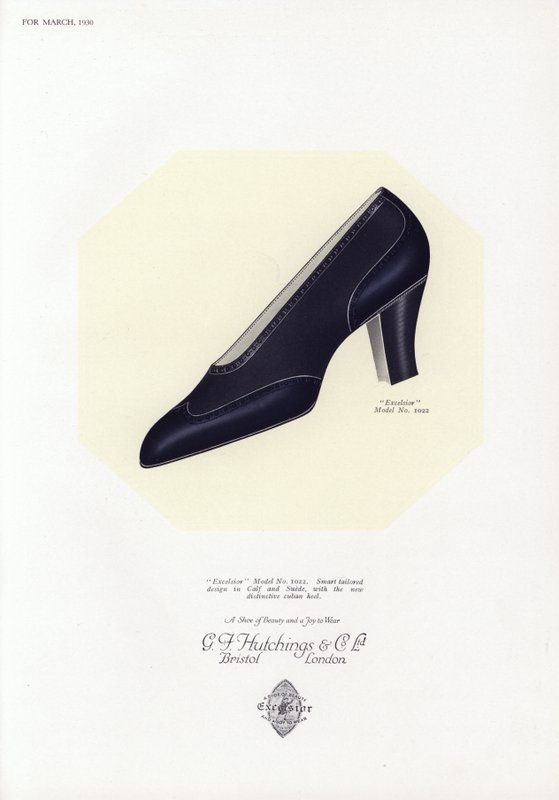 Anúncio de sapato feminino, década de 1930 de English School