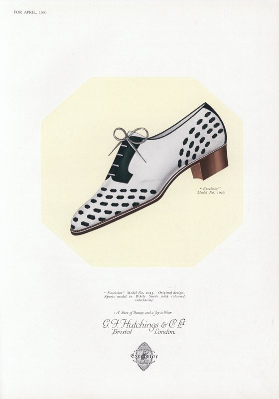 Anúncio de sapato feminino, década de 1930 de English School