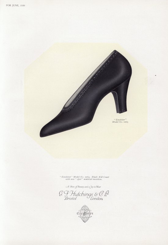 Anúncio de sapato feminino, década de 1930 de English School