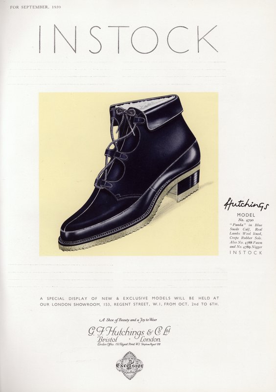 Anúncio de sapato feminino, década de 1930 de English School