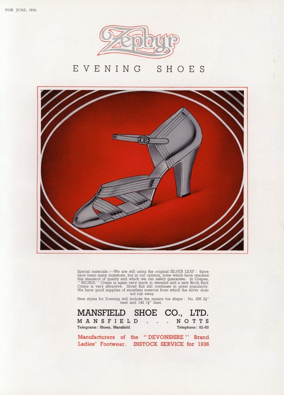 Anúncio de sapato feminino, década de 1930 de English School