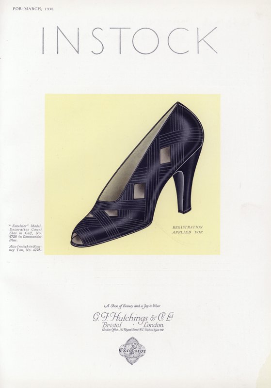 Anúncio de sapato feminino, década de 1930 de English School