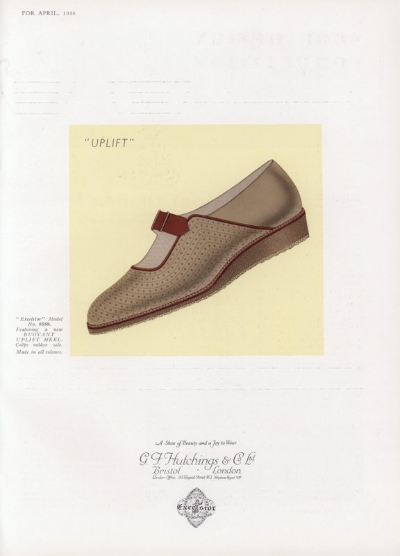 Anúncio de sapato feminino, década de 1930 de English School