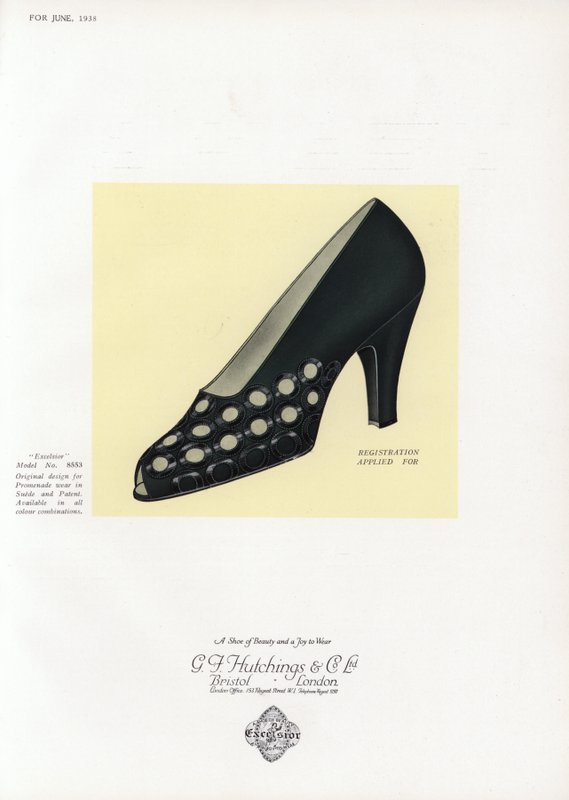 Anúncio de sapato feminino, década de 1930 de English School