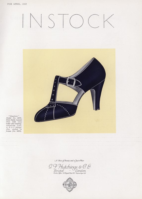 Anúncio de sapato feminino, década de 1930 de English School