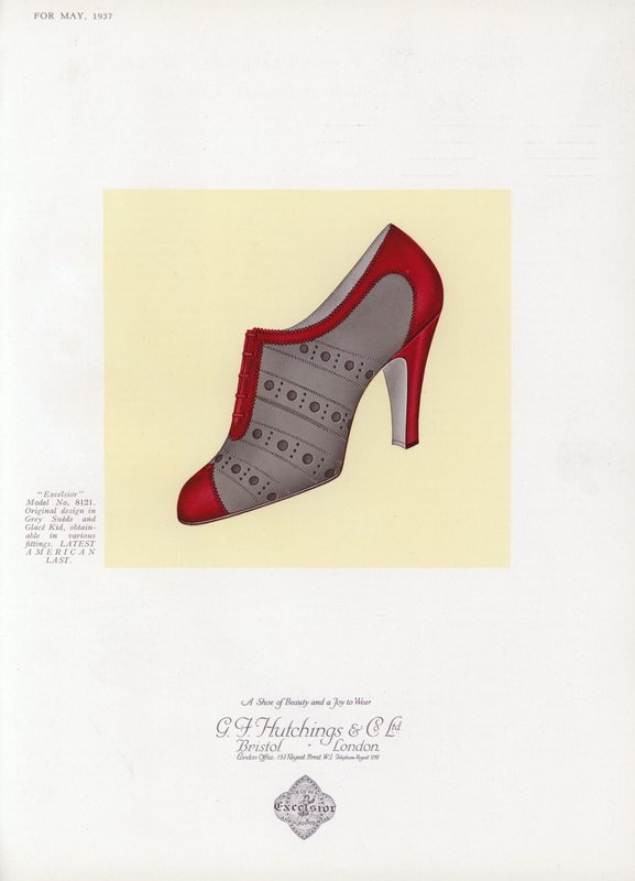 Anúncio de sapato feminino, década de 1930 de English School