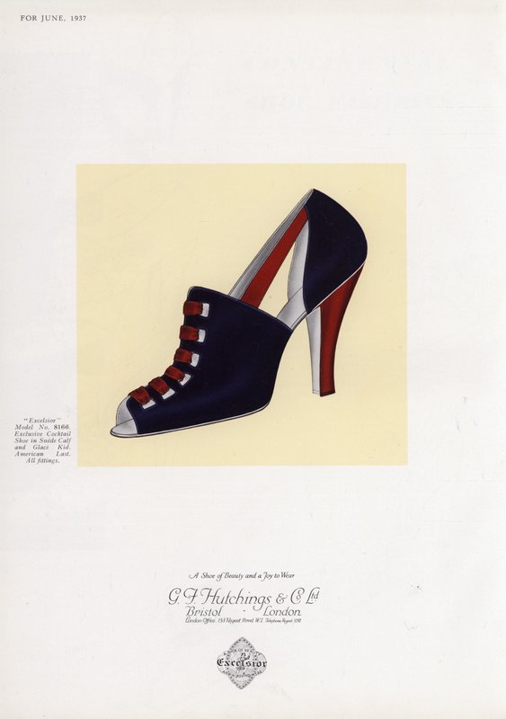 Anúncio de sapato feminino, década de 1930 de English School