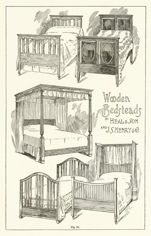 Bedsteads de madeira, por curar e filho e JS Henry and Company de English School