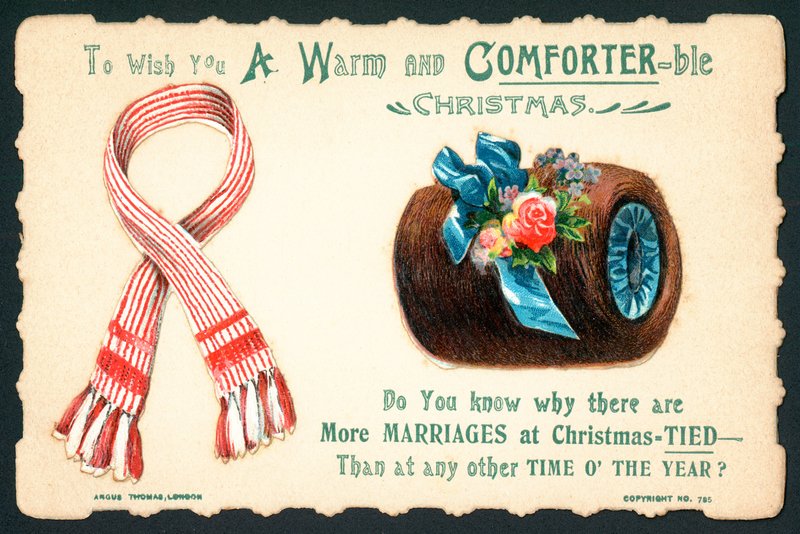 Cachecol de lã e peles Muff, cartão de Natal de English School