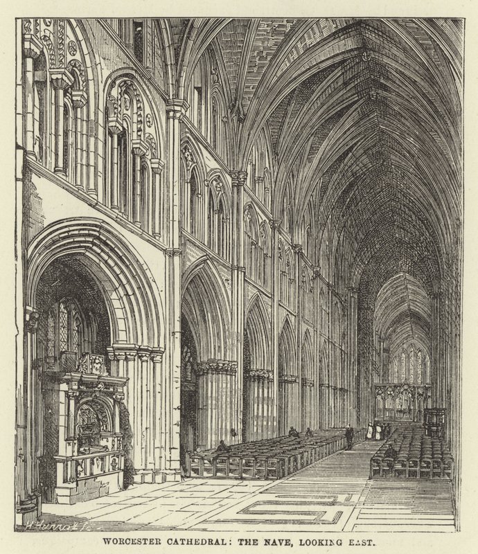 Catedral de Worcester, a nave, olhando para o leste de English School