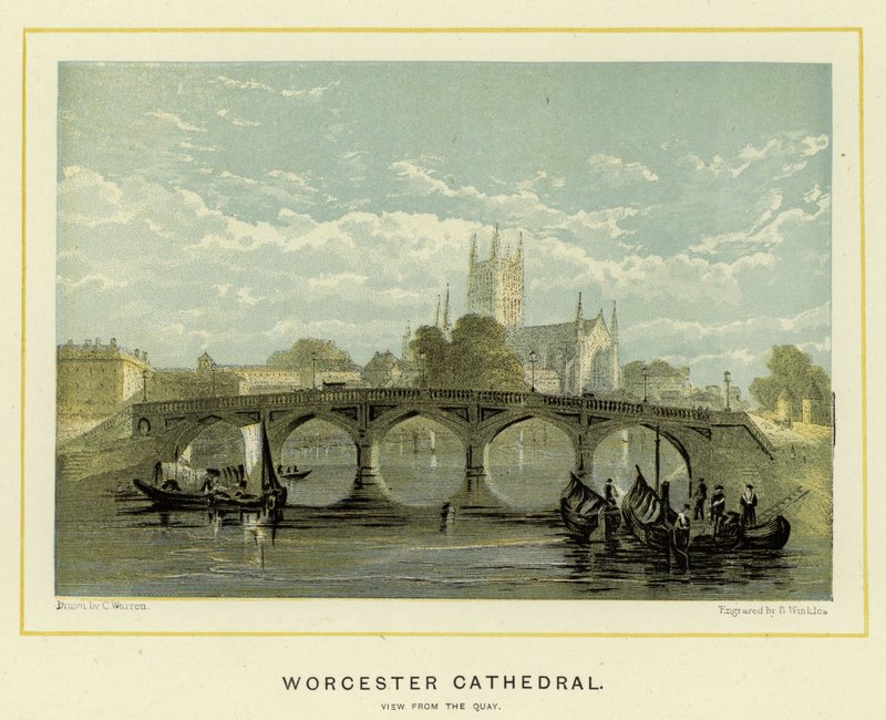 Catedral de Worcester, vista do cais de English School