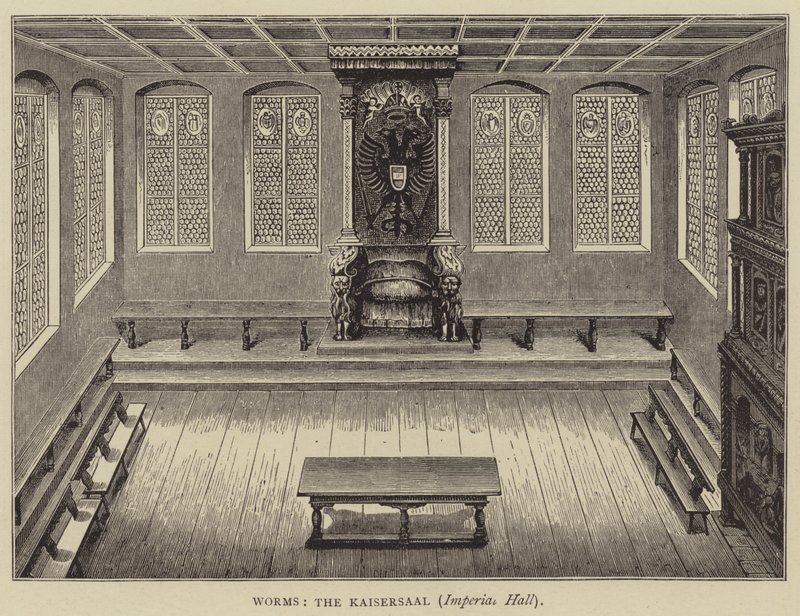 Worms, The Kaisersaal, Sala Imperial (gravura) de English School