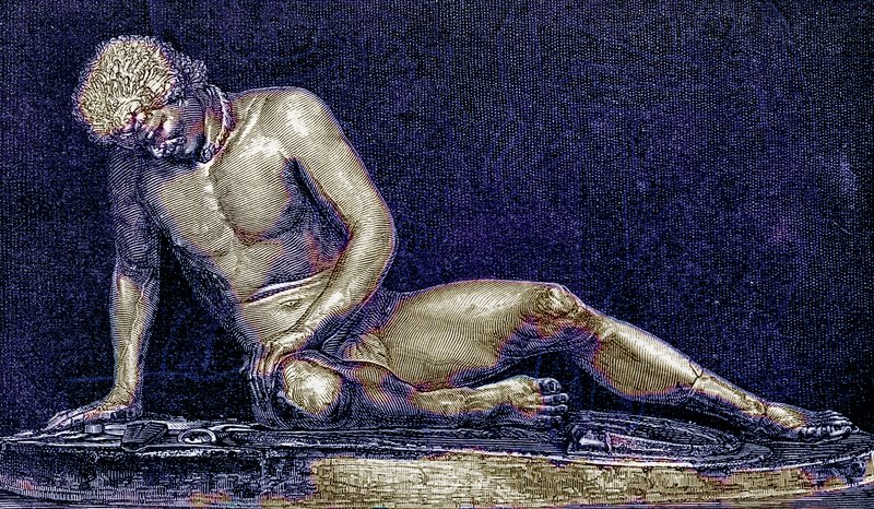 Wounded Gália, ilustração da História de Roma por Victor Duruy, publicado em 1884 (imagem digitalmente melhorada) de English School