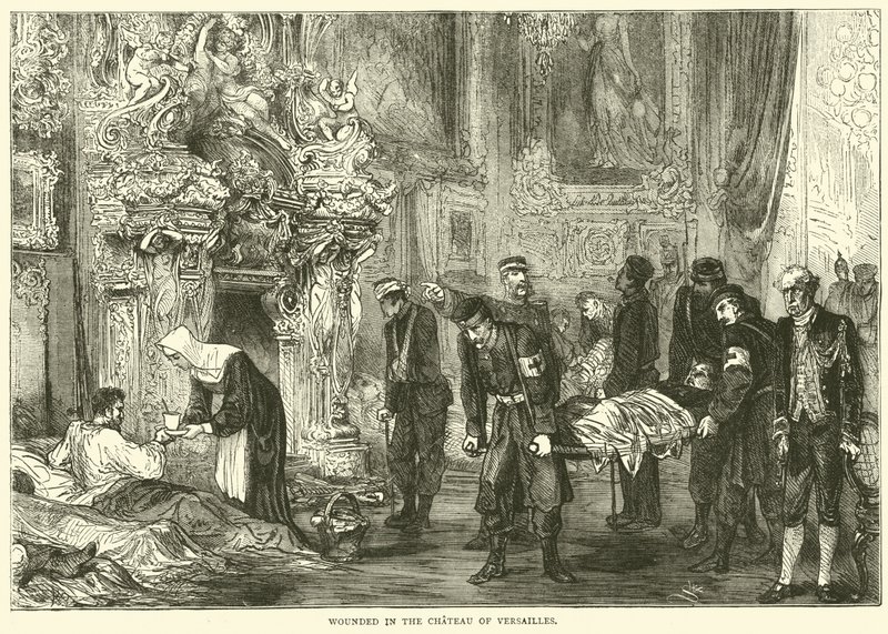 Ferido no castelo de Versalhes, janeiro de 1871 de English School