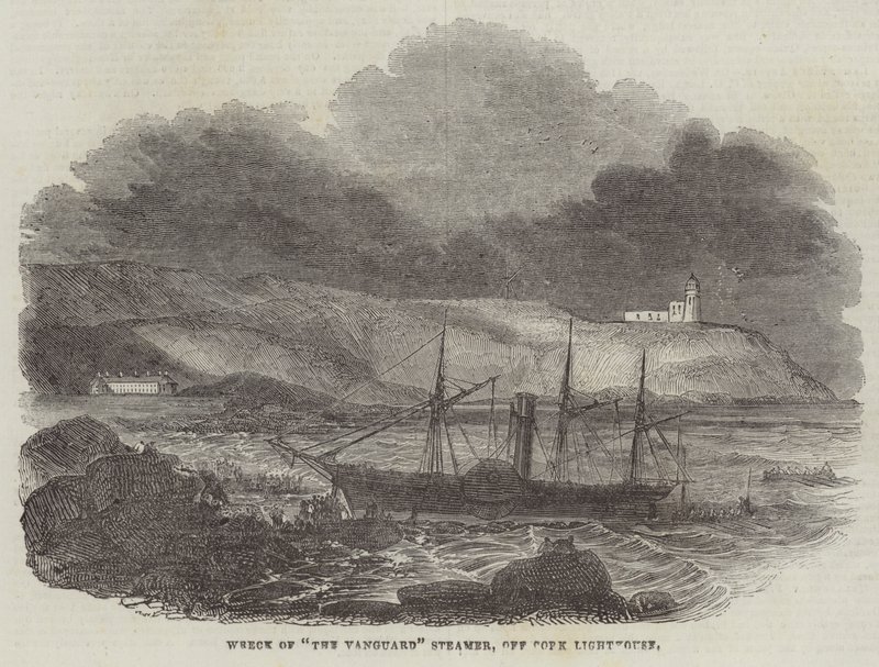 Naufrágio do "The Vanguard" Steamer, ao largo do Cork Lighthouse (gravura) de English School