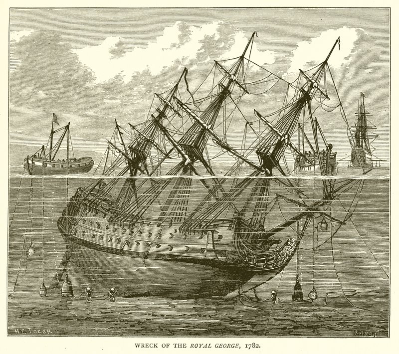 Naufrágio do Royal George, 1782 de English School