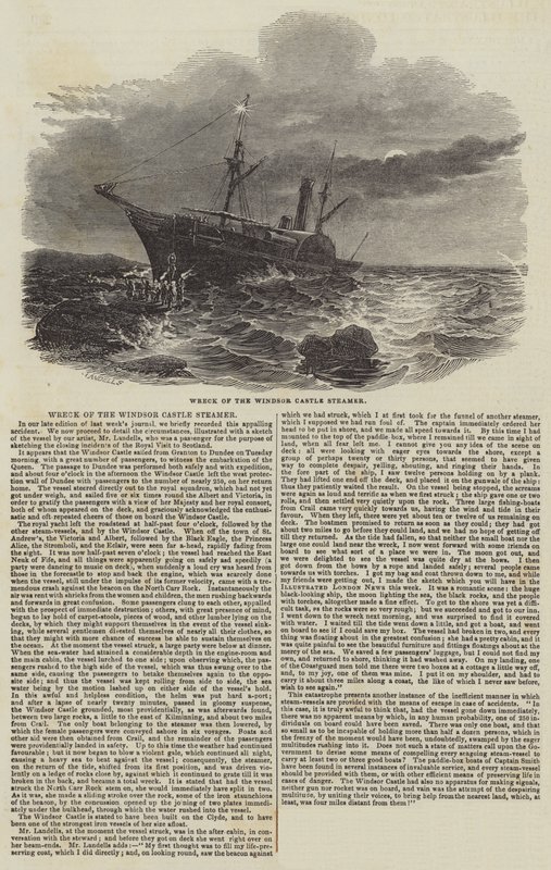 Naufrágio do Castelo de Windsor Steamer (gravura) de English School