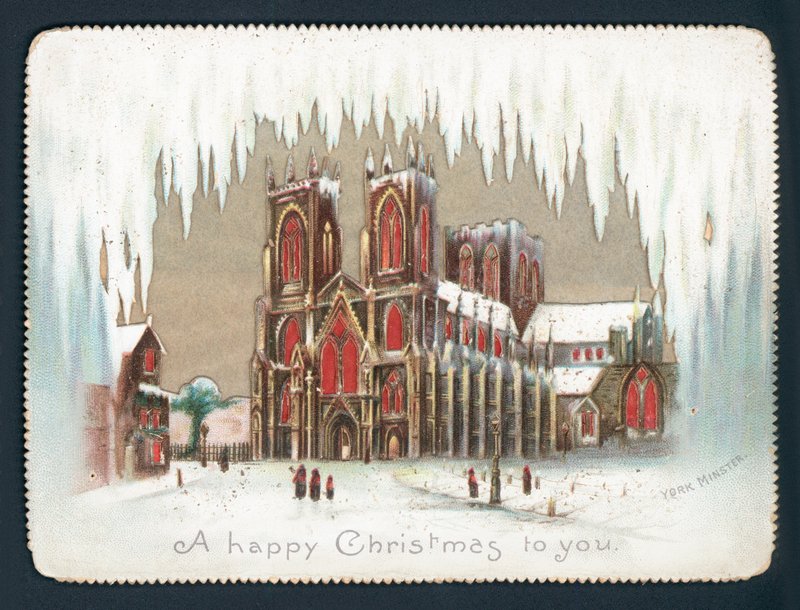 Igreja de York no inverno, cartão de Natal de English School